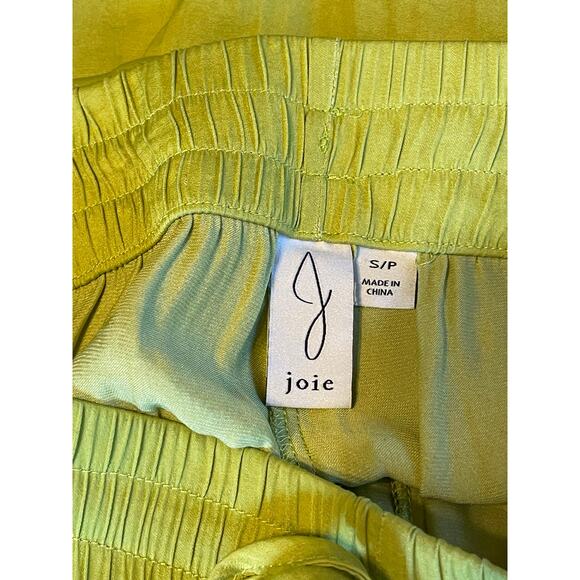 JOIE Lime Green Wide Leg Pleated Satin Pants Women's SP - Picture 8 of 12